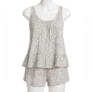 Rene Rofe Large Leopard Print Sleepwear Set shorts and Tank Top drawstring GUC
